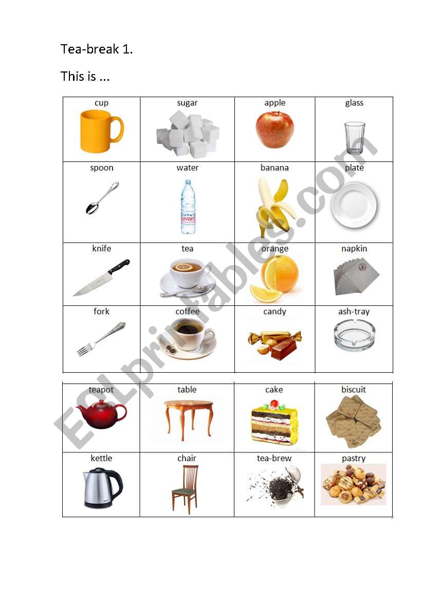 words with pictures for tea-break