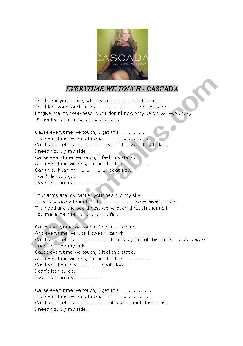 Everytime we touch - CASCADA worksheet