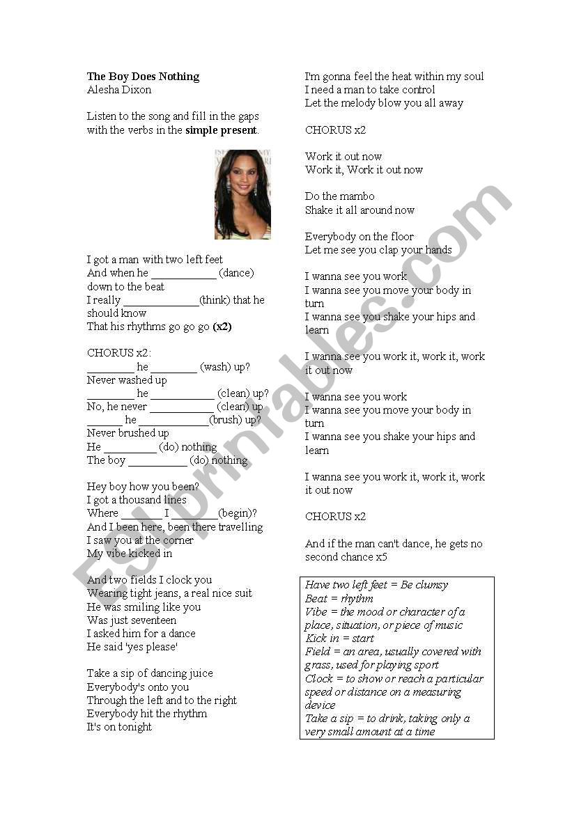 Simple present - song worksheet