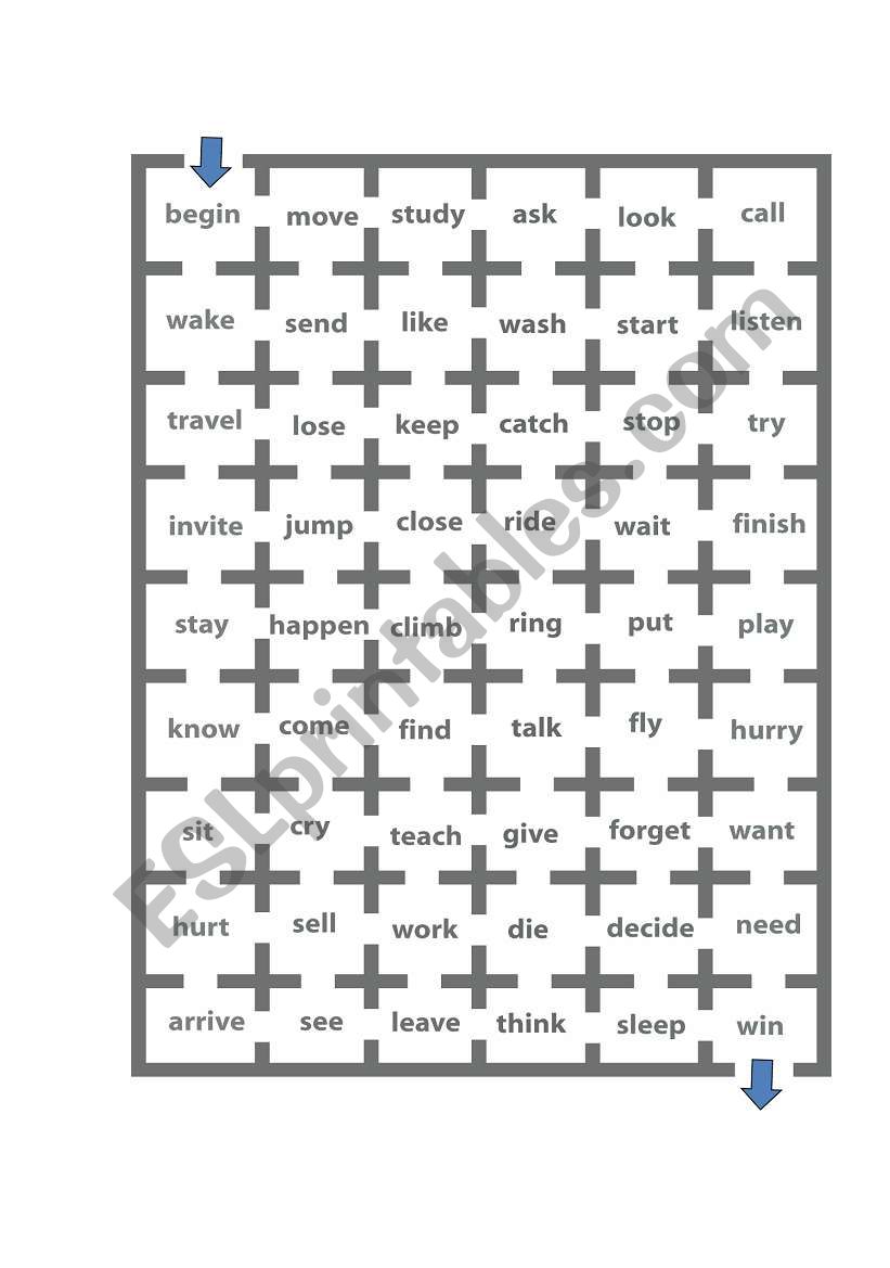 regular vs. irregular past tense maze