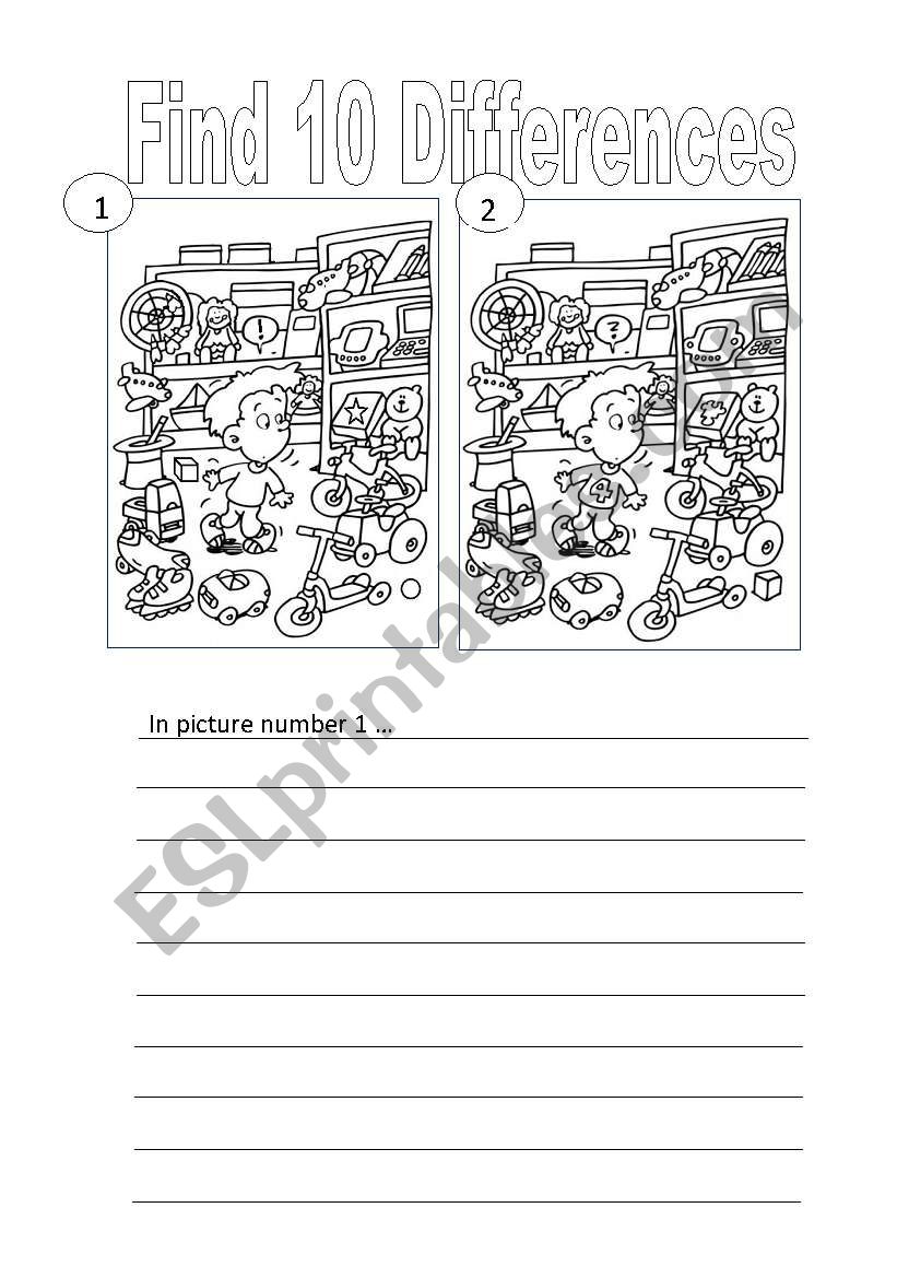 Spot the Differences TOY ROOM worksheet