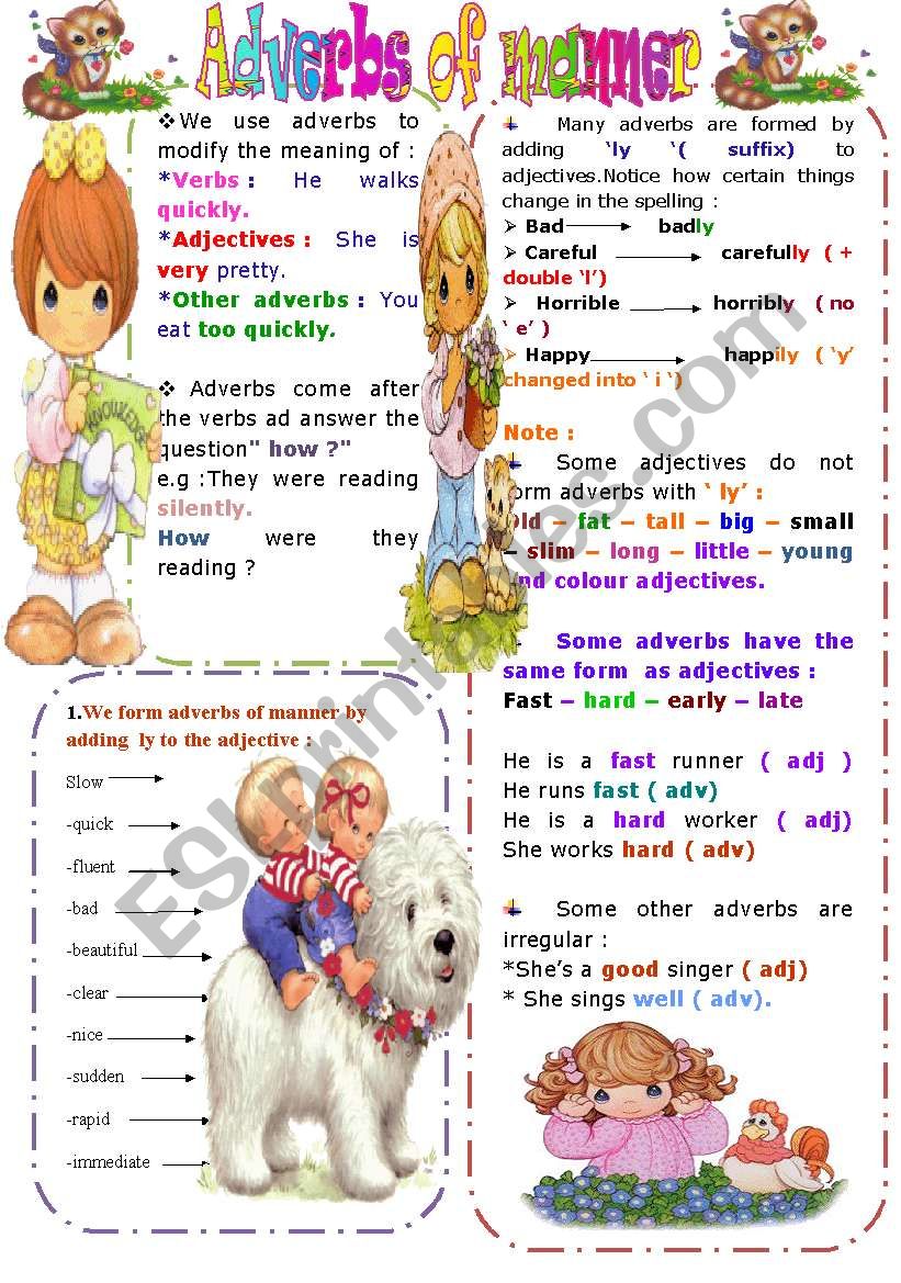 Adverbs of manner worksheet