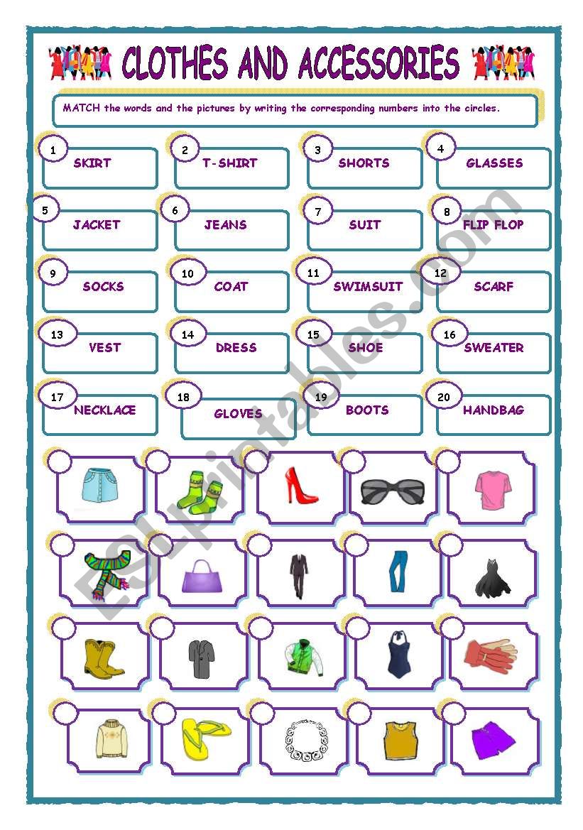 CLOTHES AND ACCESSORIES worksheet