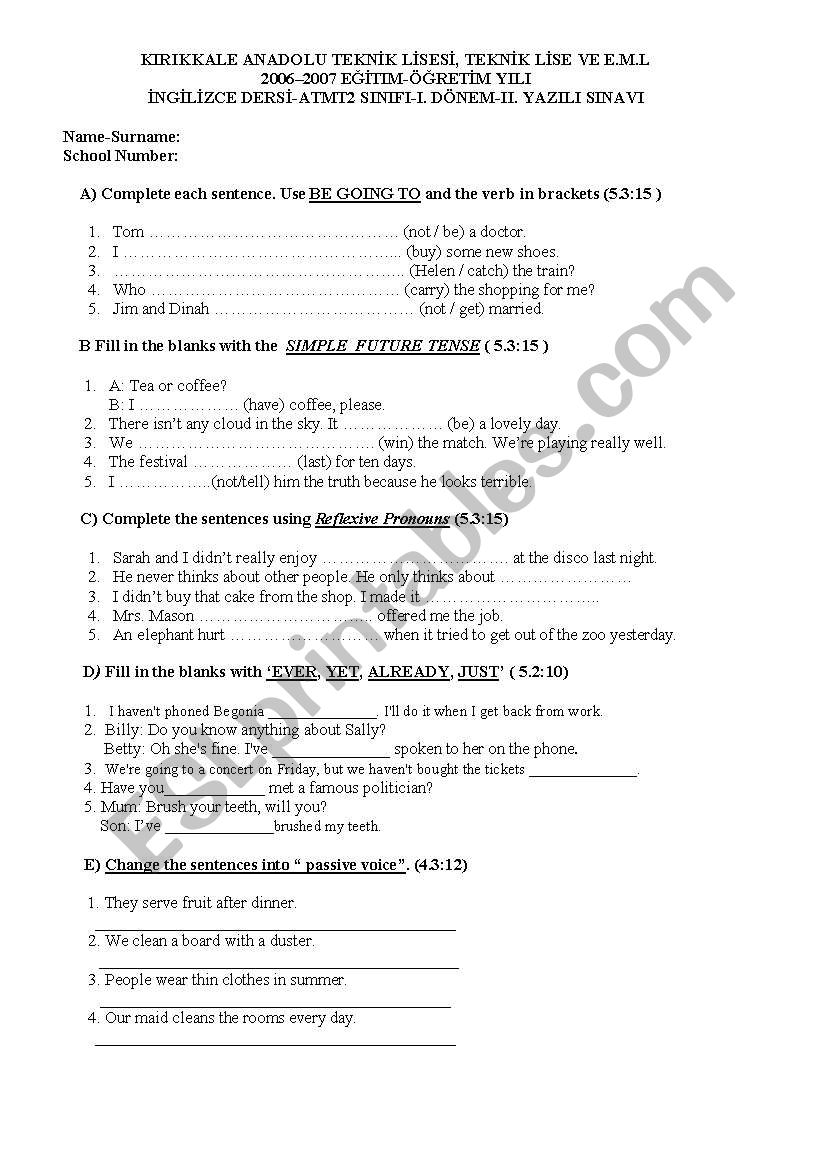 Written Exam  worksheet