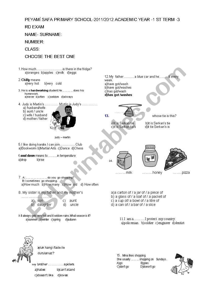 test worksheet