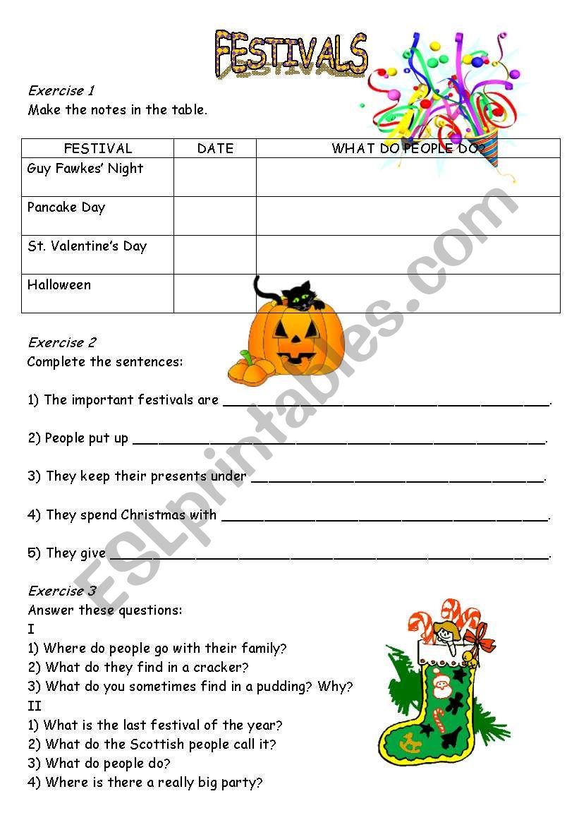 Festivals in Great Britain worksheet