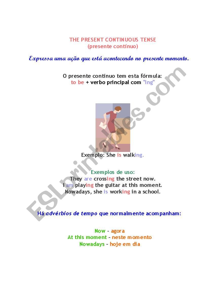The Present Continuous Tense worksheet