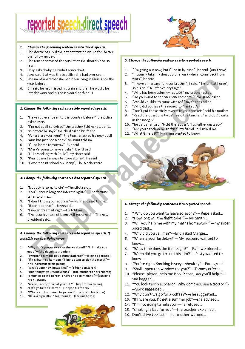 REPORTED SPEECH REVISION 1(use other reporting verbs)