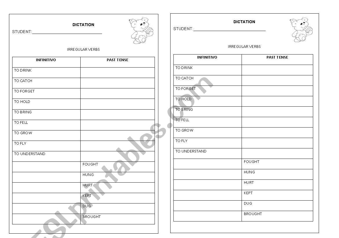 DICTATION worksheet