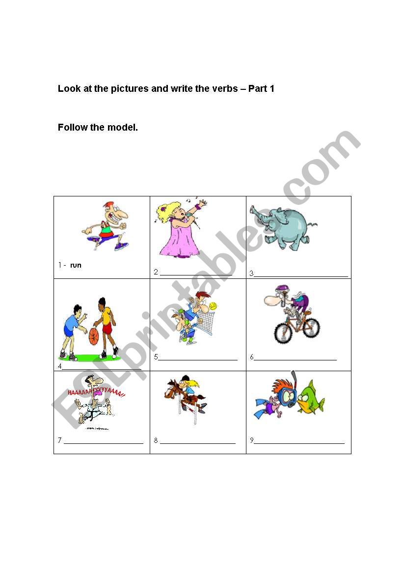 VERBS worksheet