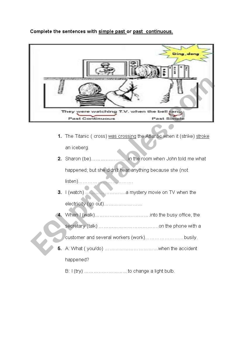 past- past continuous worksheet