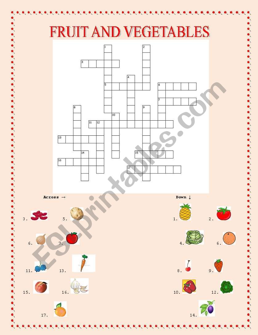 Fruit and vegetables worksheet