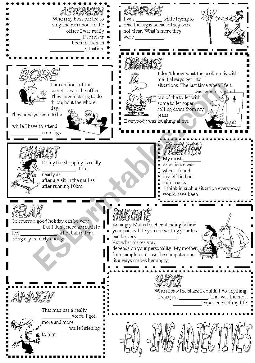 ed ing adjectives worksheet