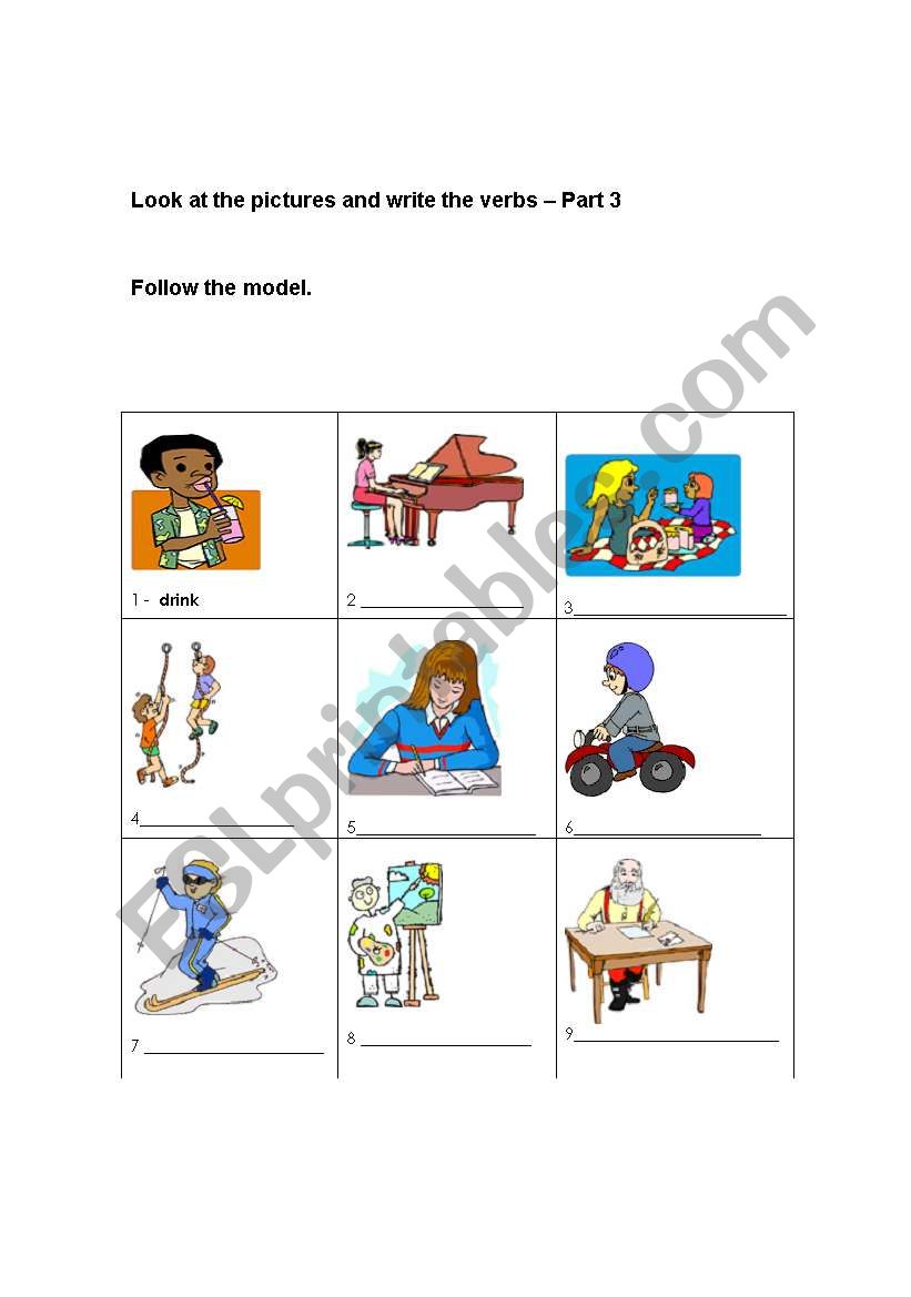 VERBS - Part 3 worksheet