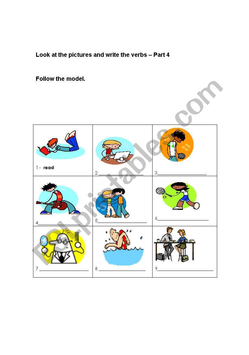 VERBS - PART 4 worksheet