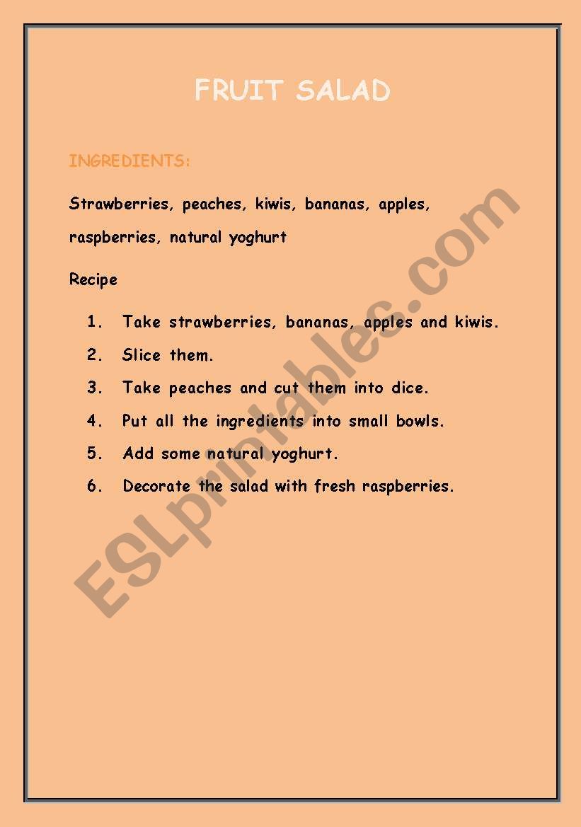 how to make a fruit salad worksheet