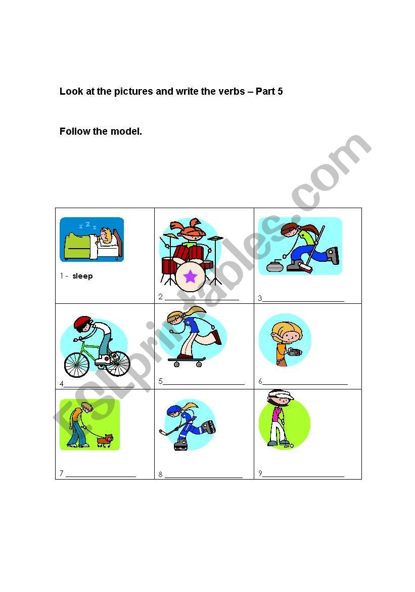 VERBS - PART 5 worksheet