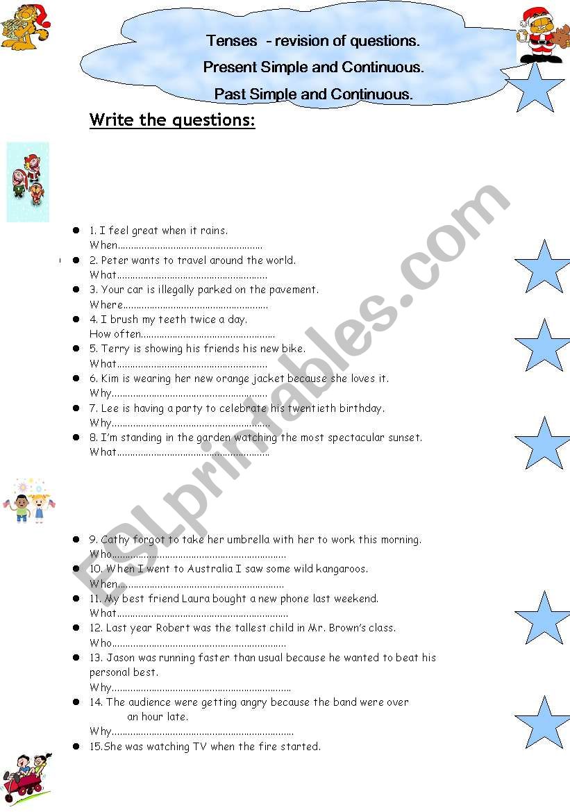 Tenses revision - making questions.