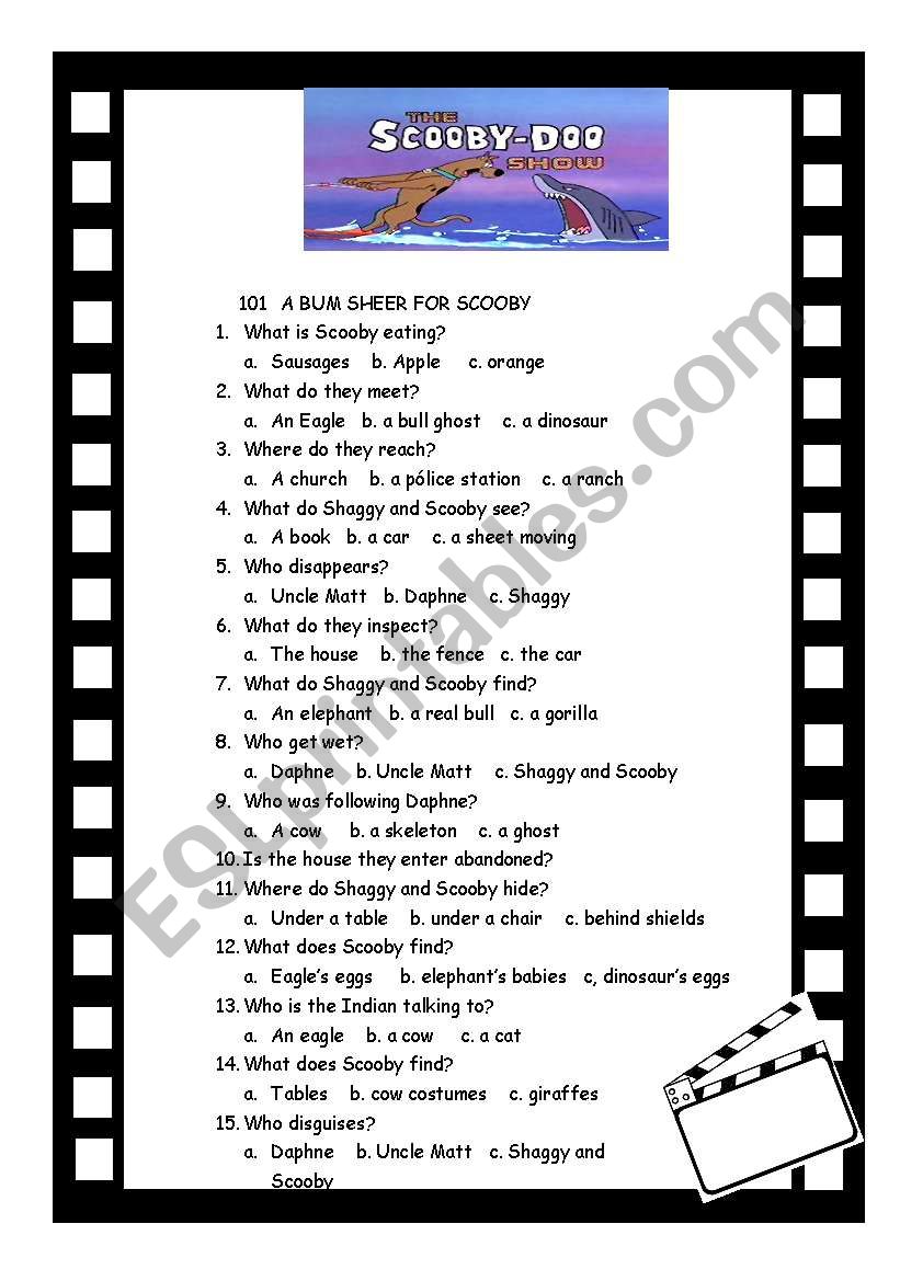 SCOOBY DOO SHOW 101-102 worksheet