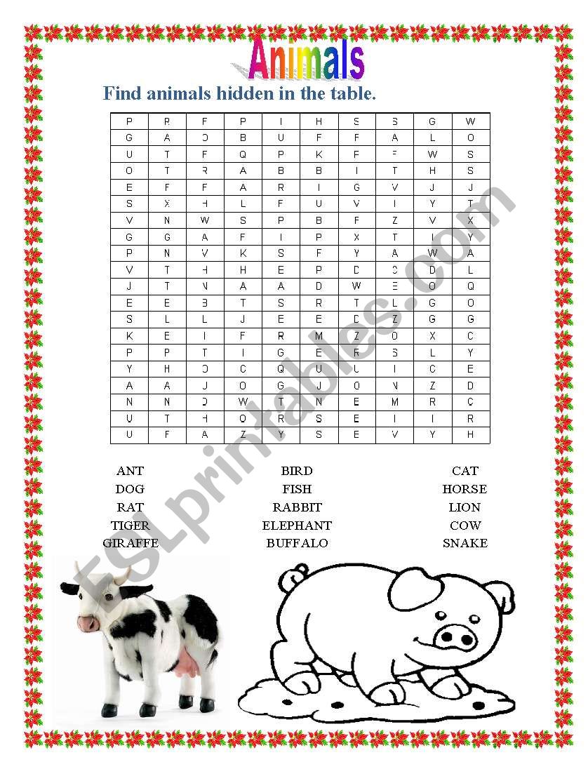 Animals worksheet