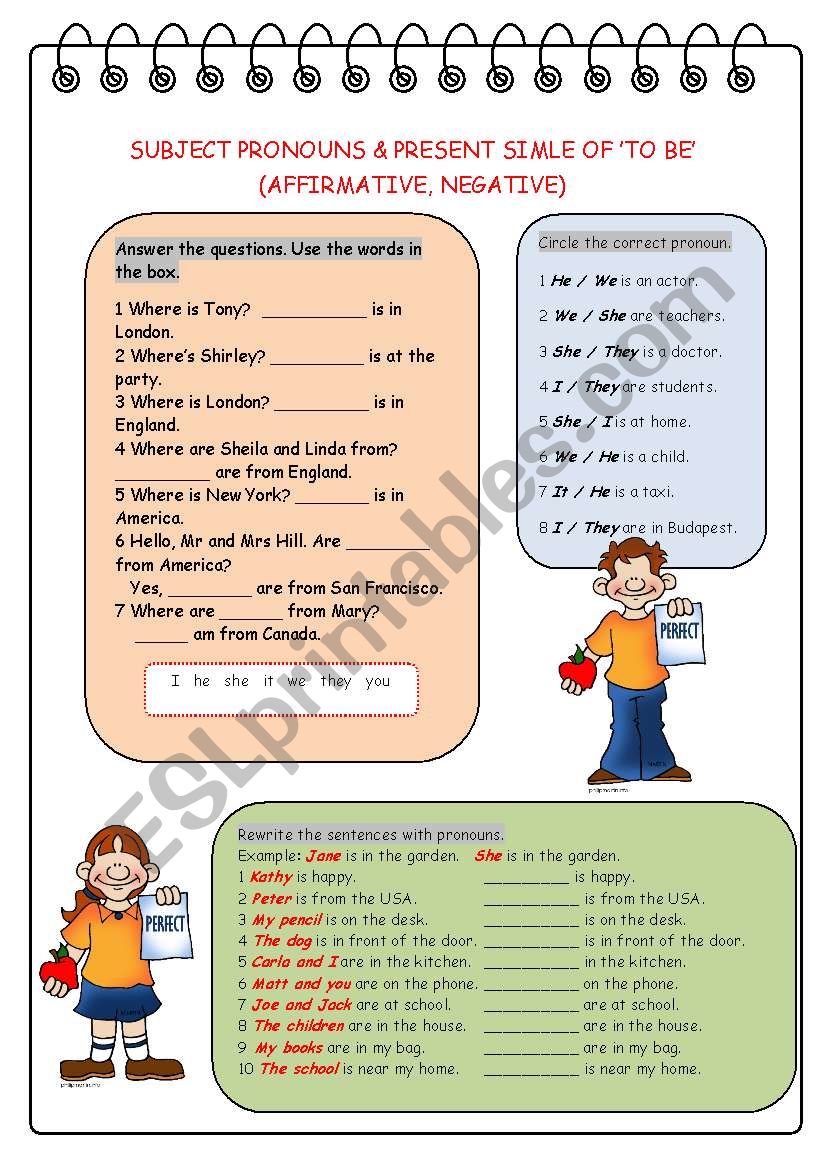 Subject Pronouns and Present Simple of to Be