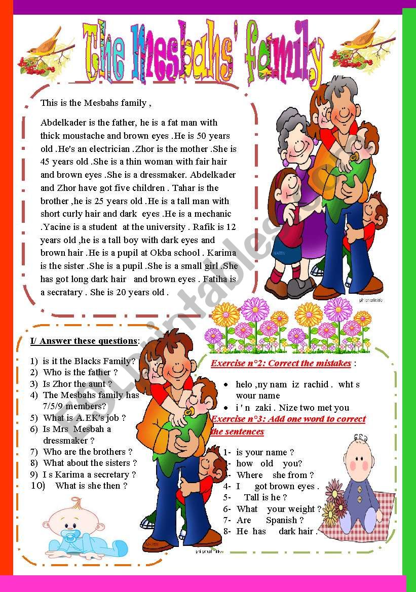 The Mesbahs family worksheet