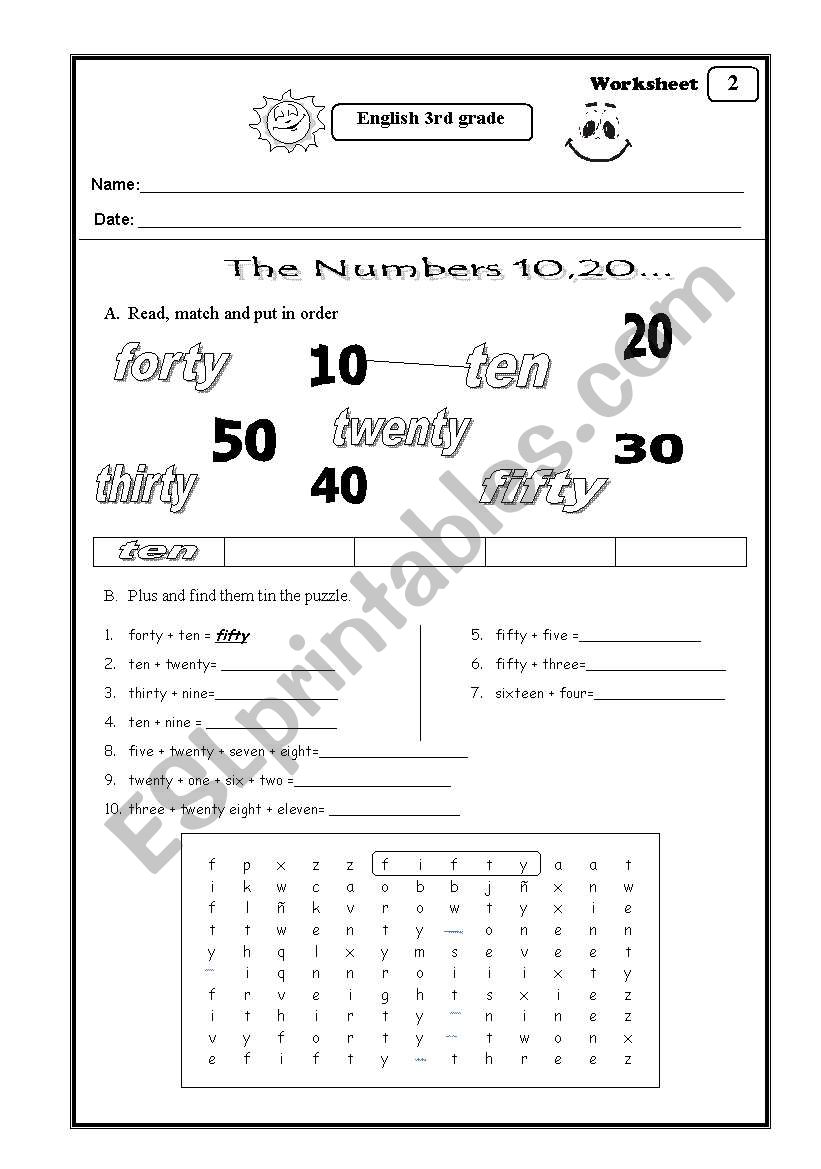 NUMBERS worksheet