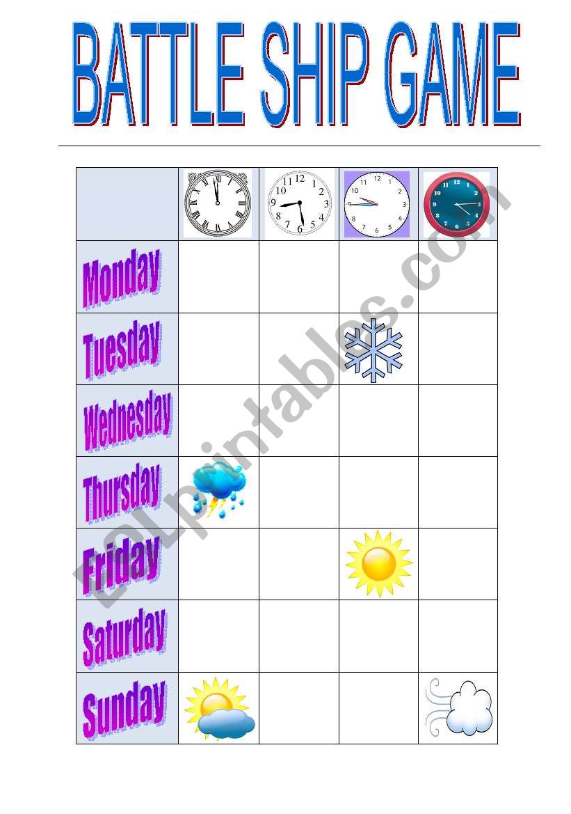 BATTLESHIP WEATHER worksheet