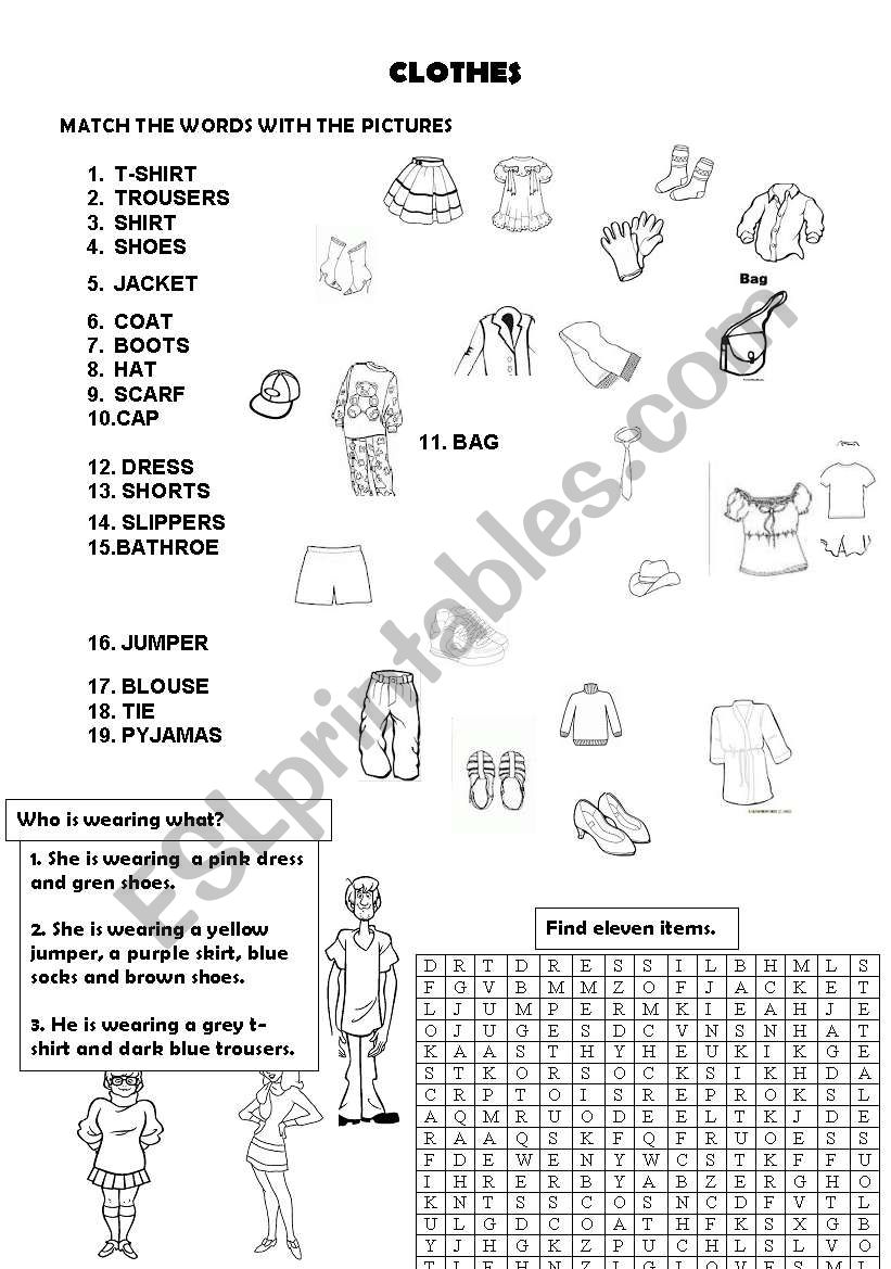 CLOTHES worksheet