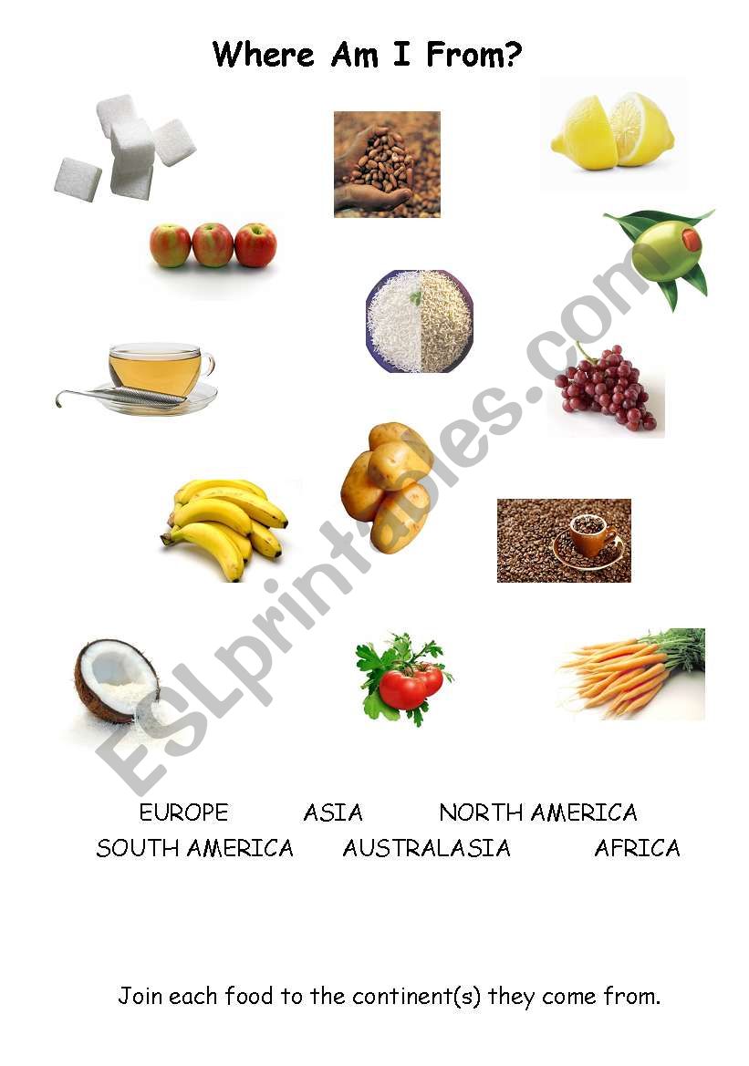 Where Am I From? worksheet