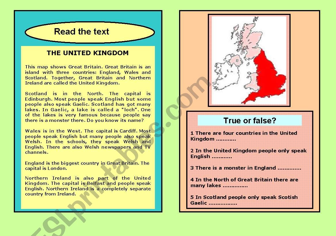 THE UNITED KINGDOM worksheet