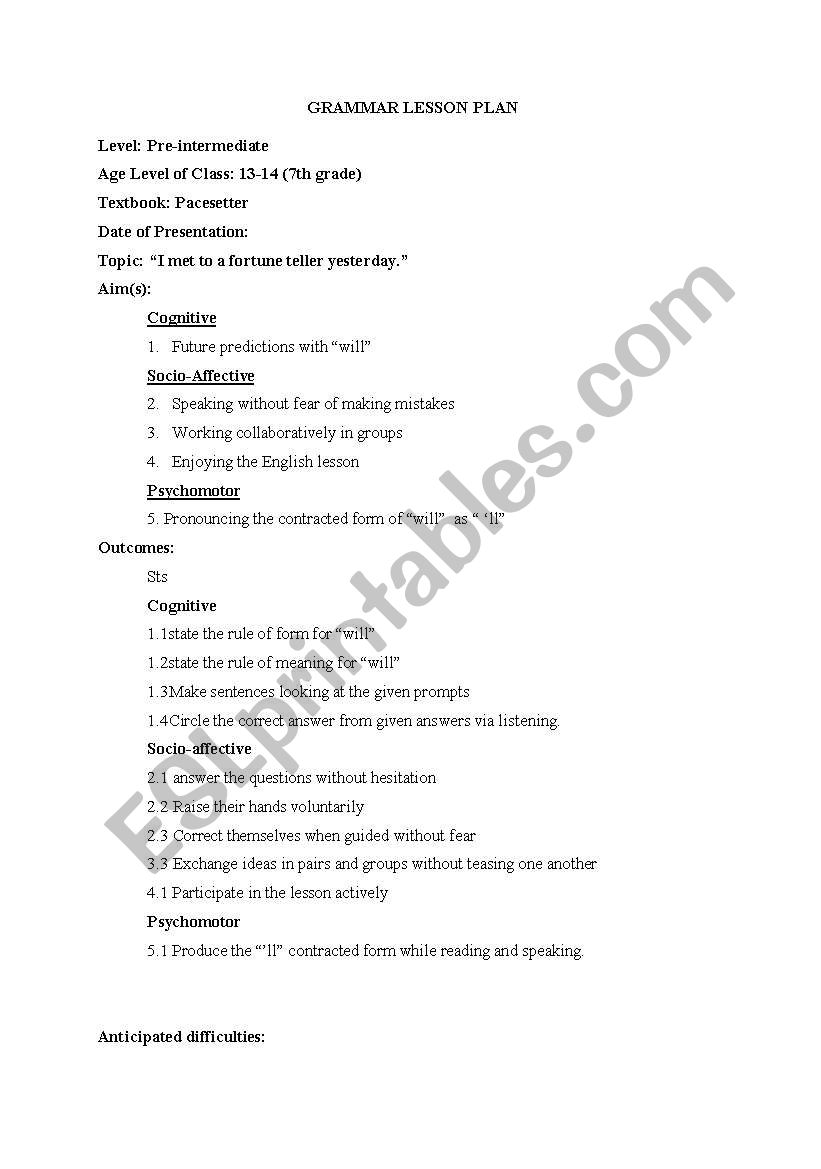 grammar lesson plan 