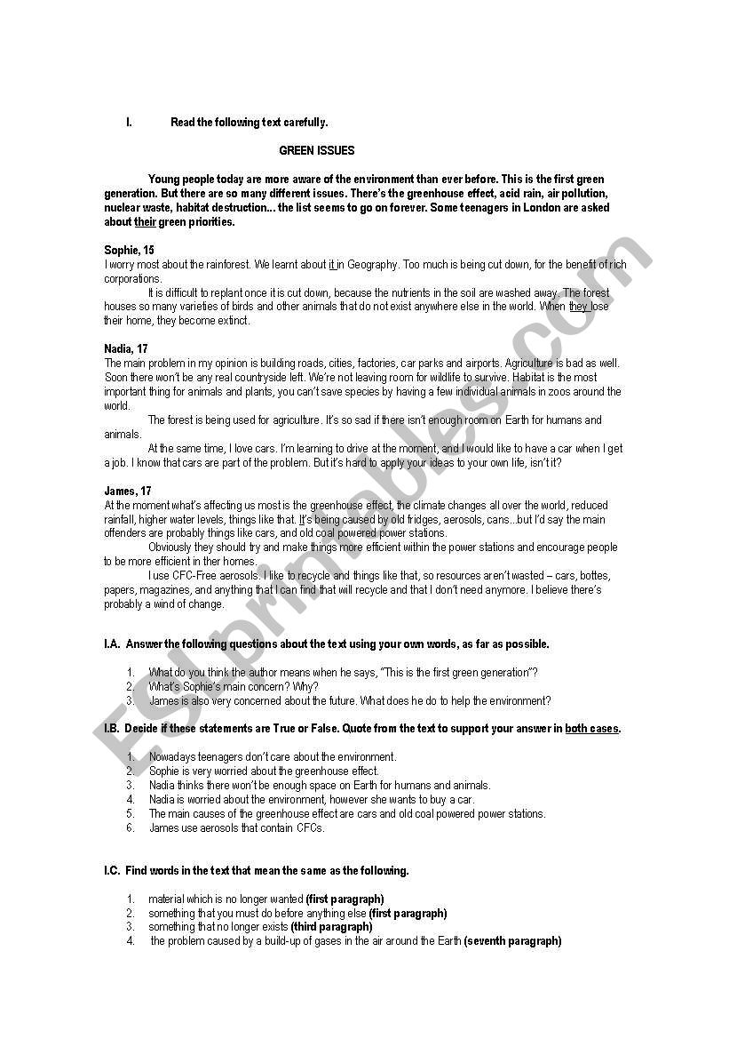 Written test worksheet