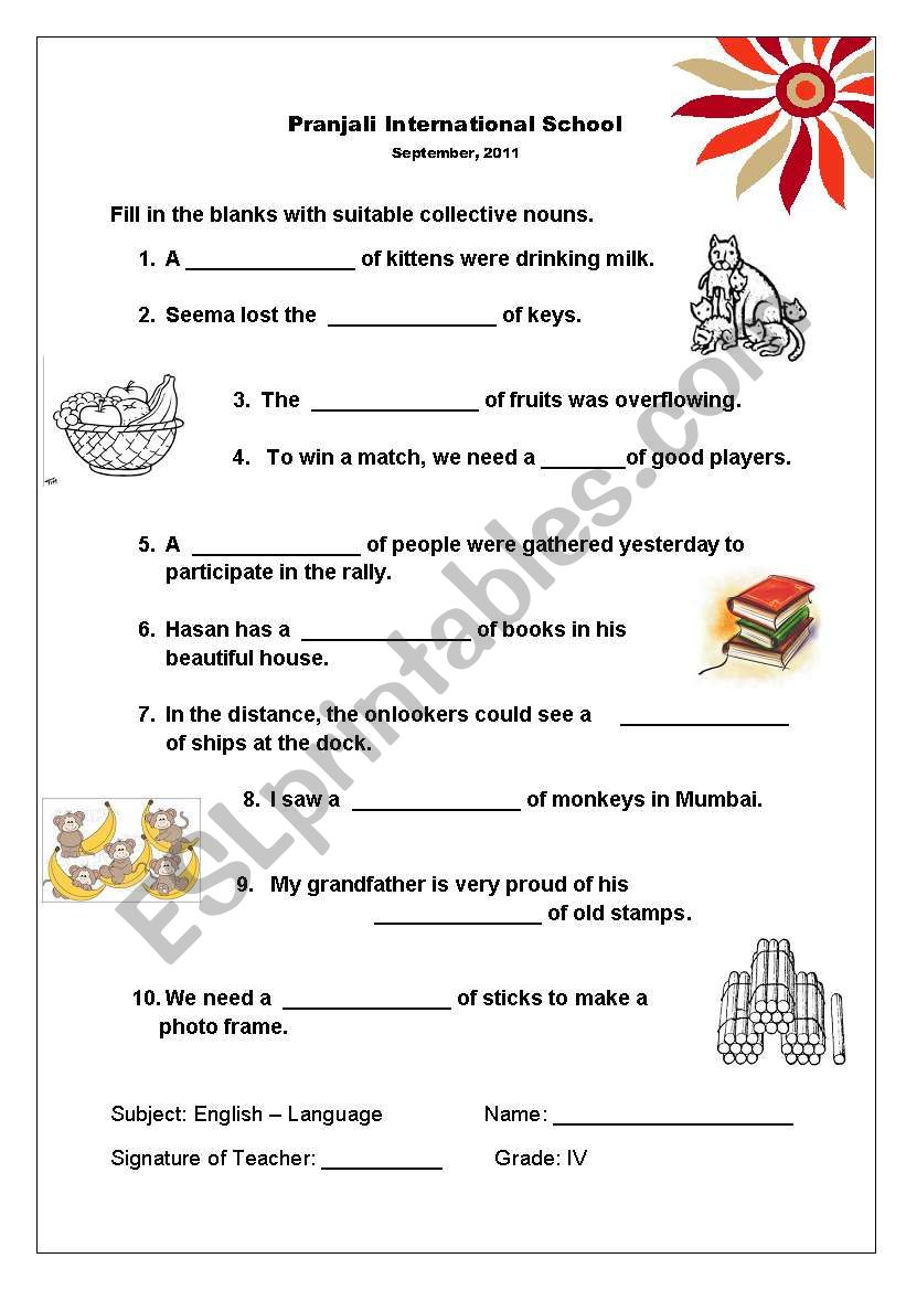 collective nouns worksheet