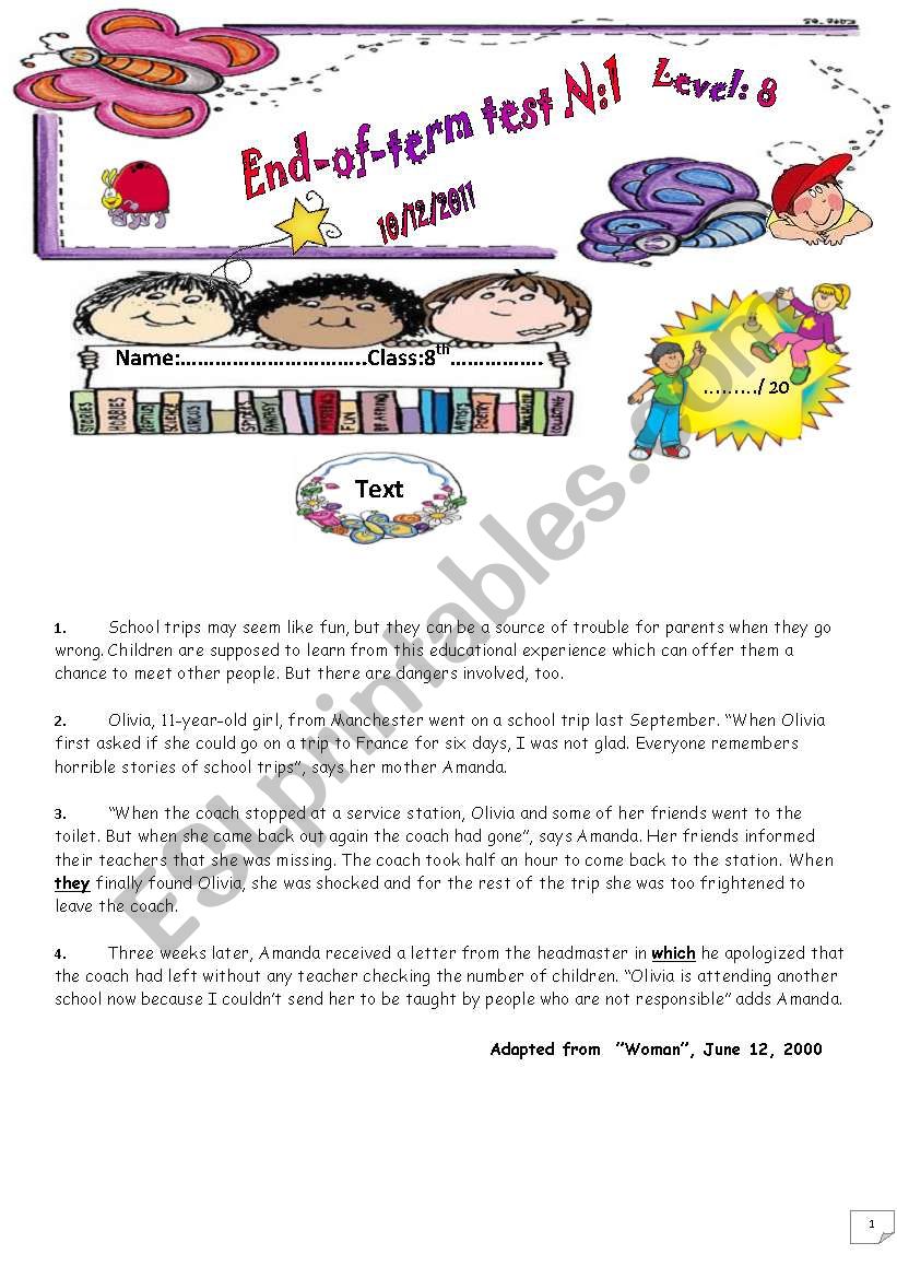 A trip that went wrong worksheet