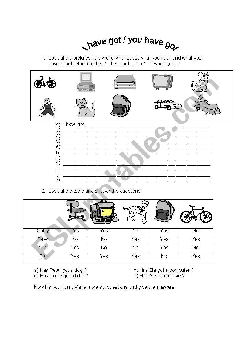 I have got / I haven´t got - ESL worksheet by Baby V