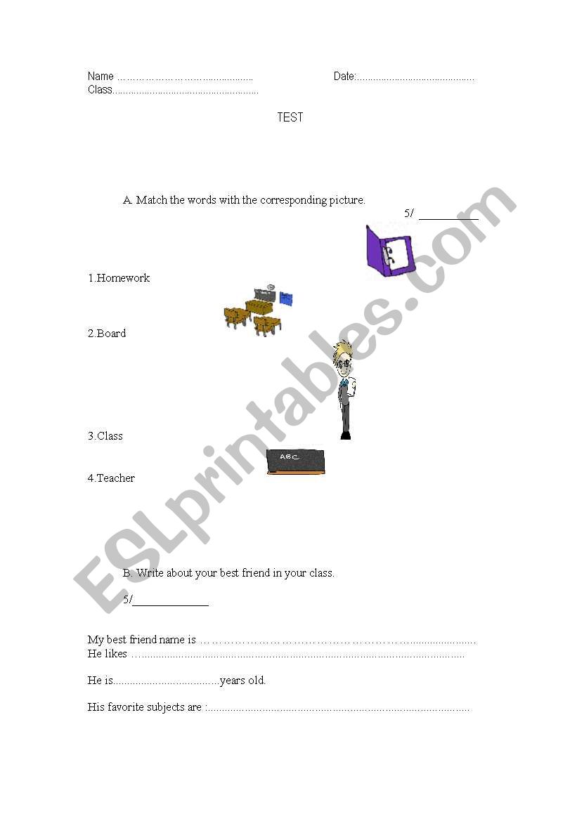 exam 4th grade worksheet