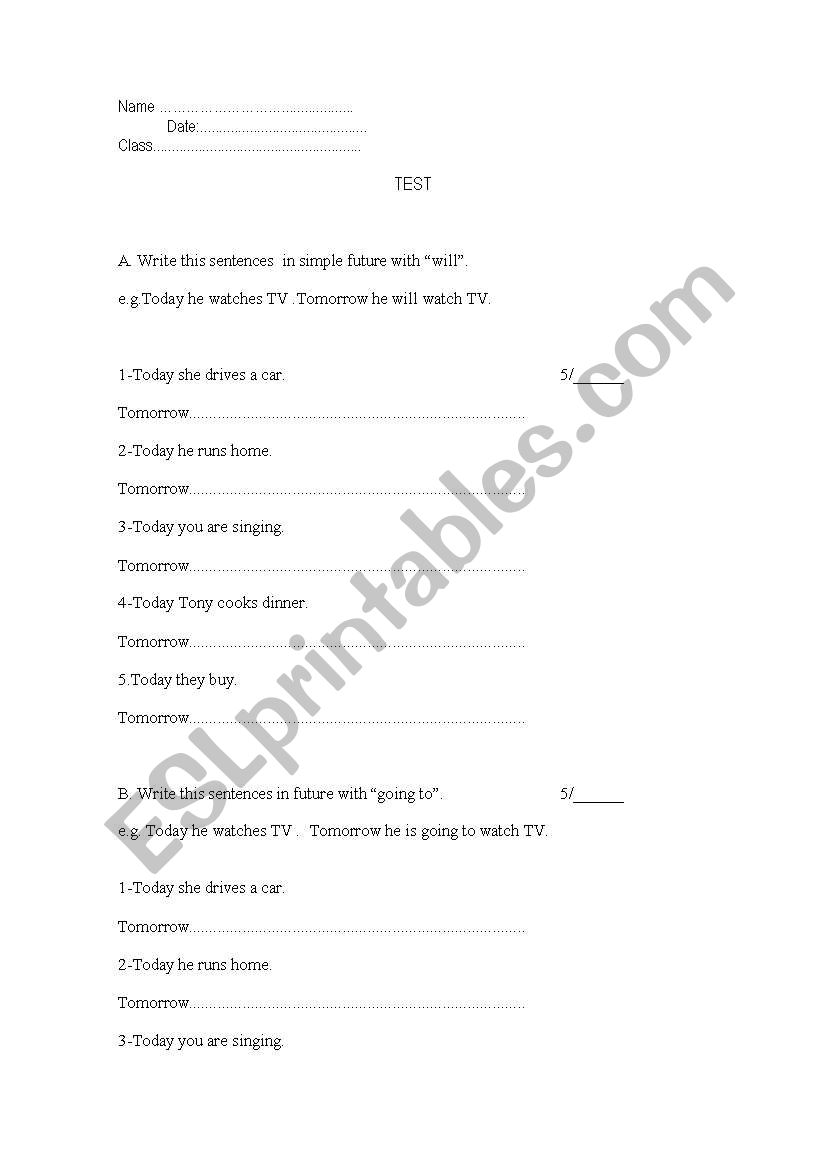 Third grade exam worksheet