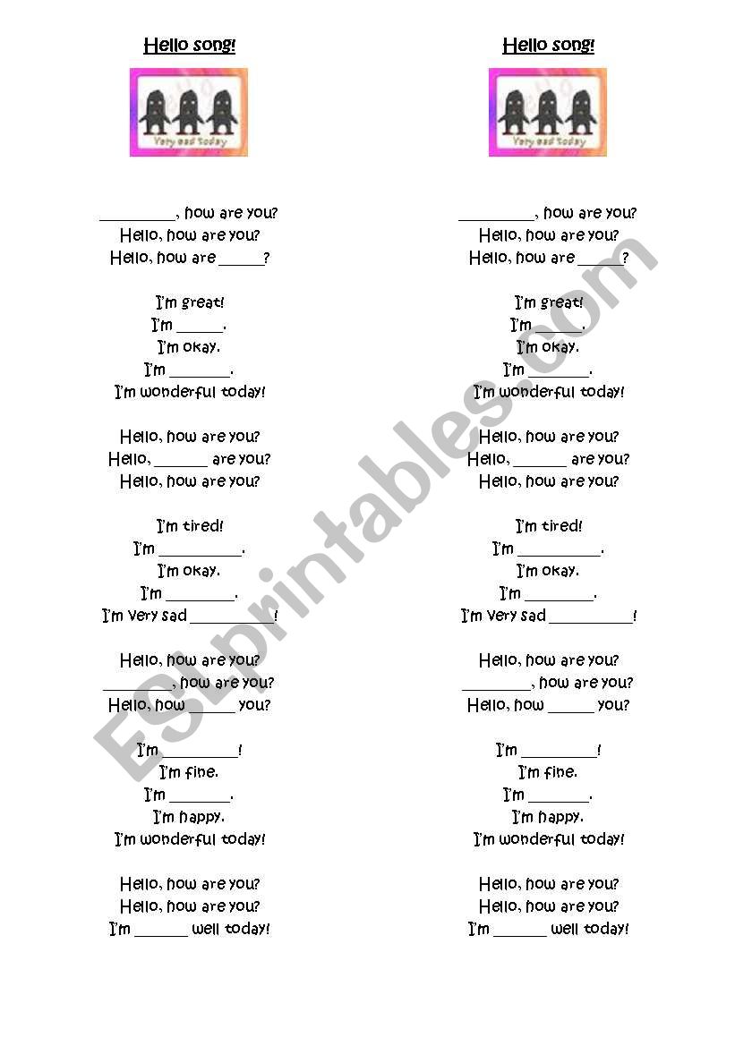 Hello song! worksheet