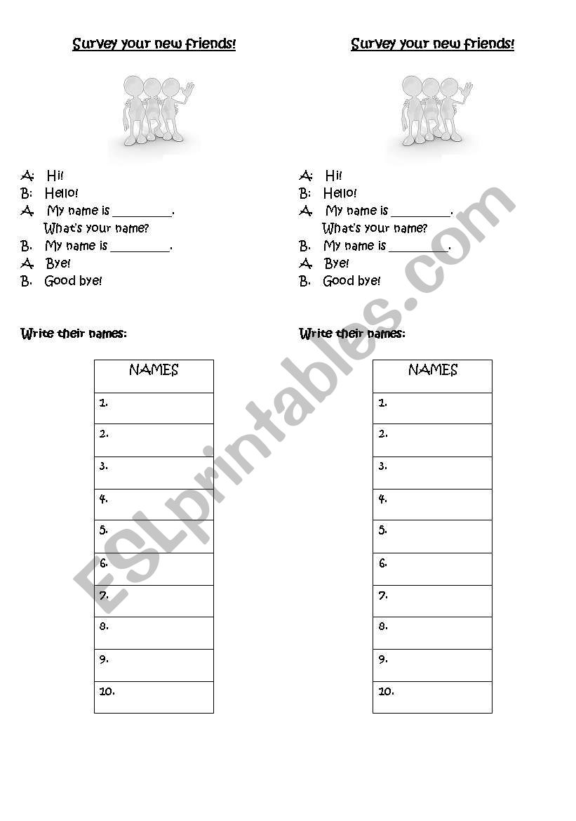 Survey new friends! worksheet