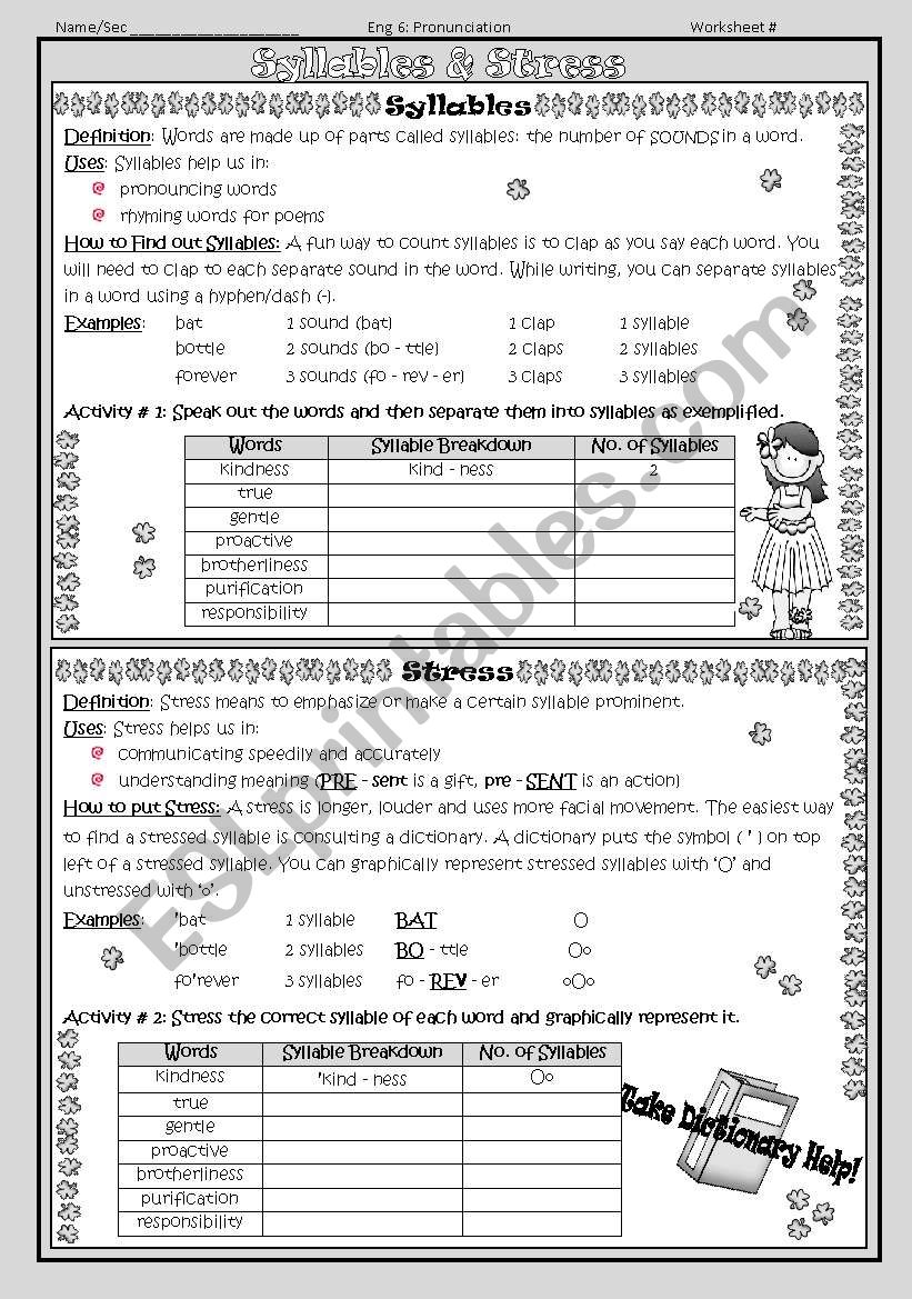 syllables and stress worksheet
