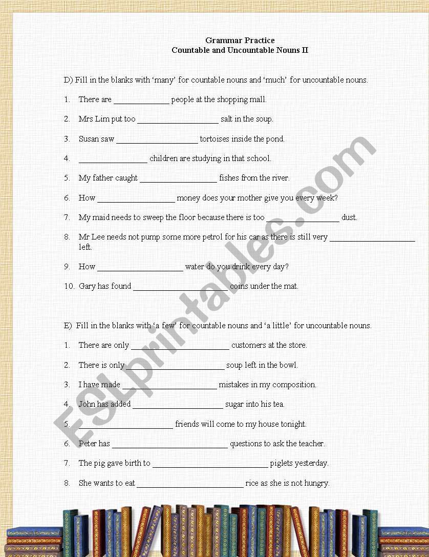 Grammar Practice - Countable and Uncountable Nouns II