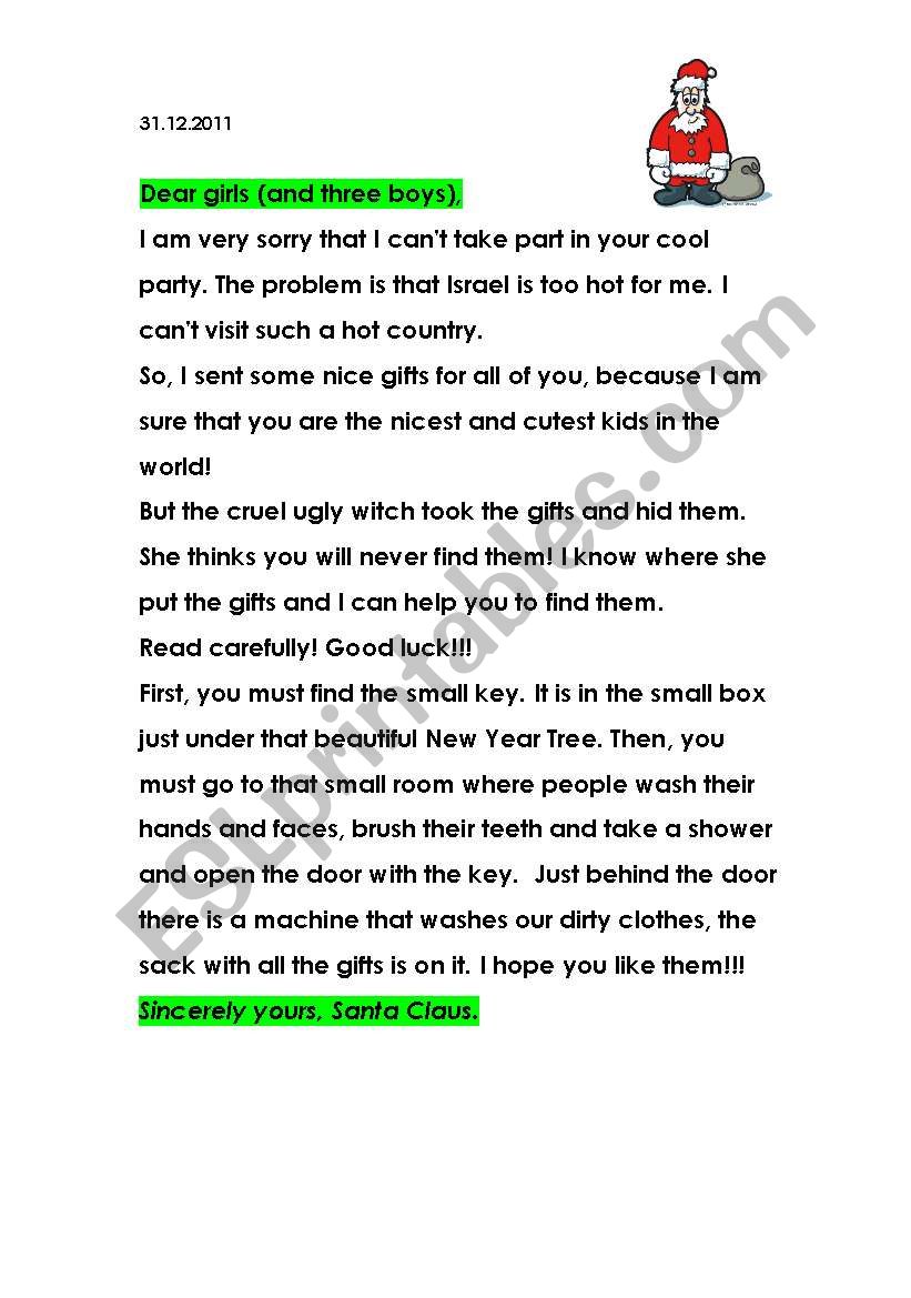 A letter from Santa worksheet