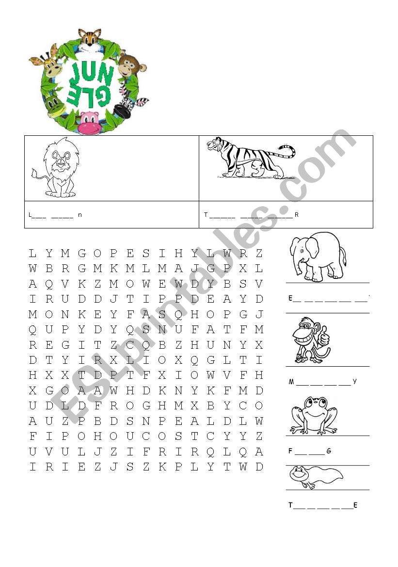 JUNGLE ANIMALS worksheet