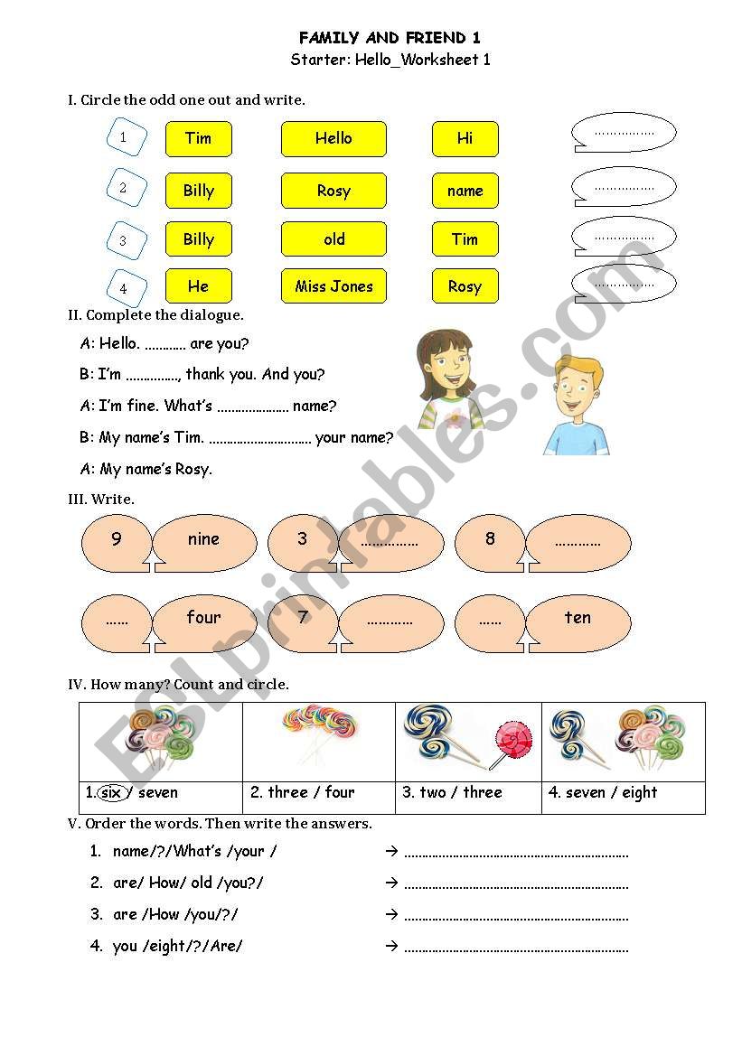 numbers and says worksheet