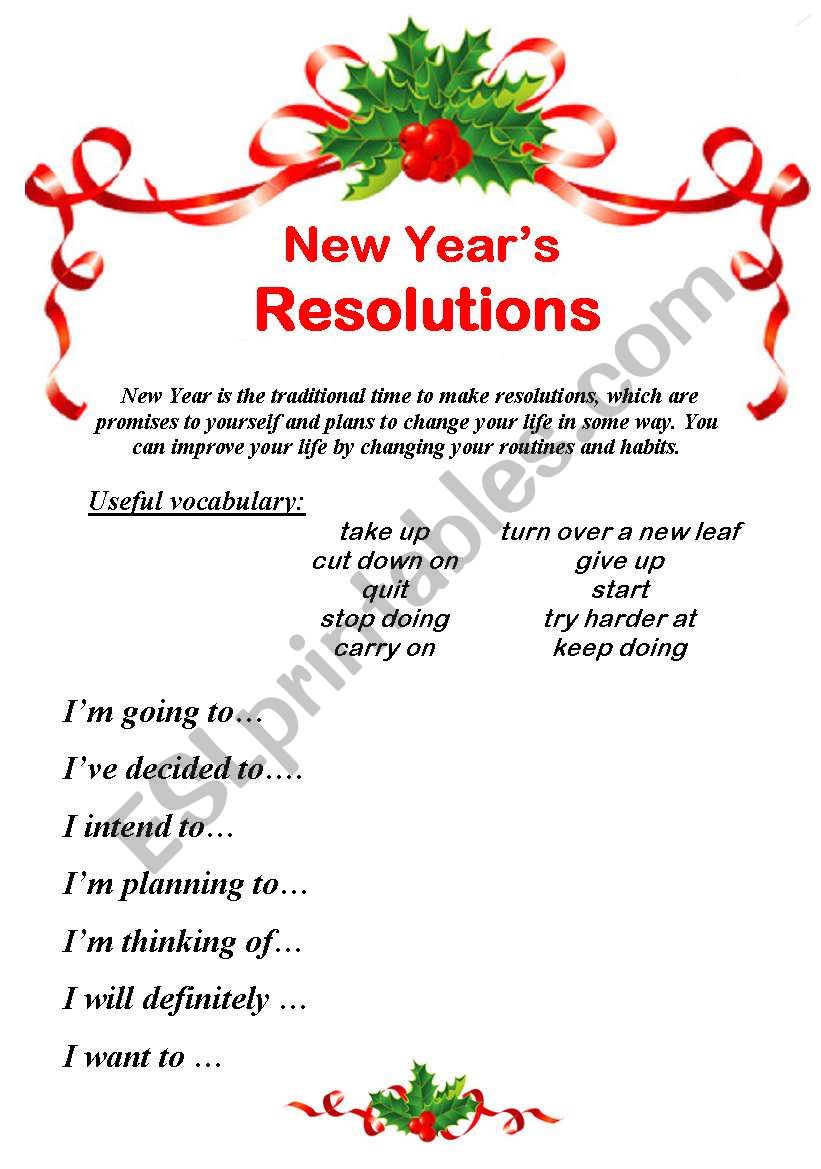 New Year  Resolutions  Paper worksheet