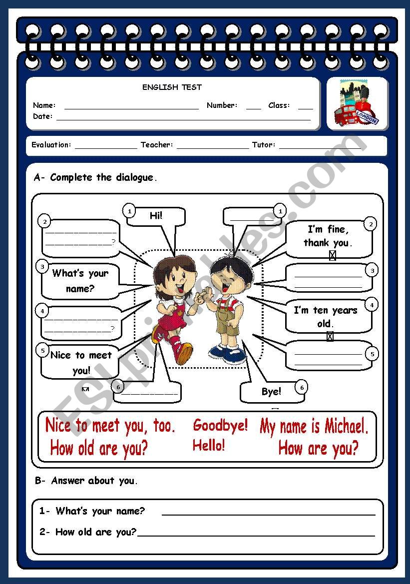 PERSONAL IDENTIFICATION - TEST (PART A)