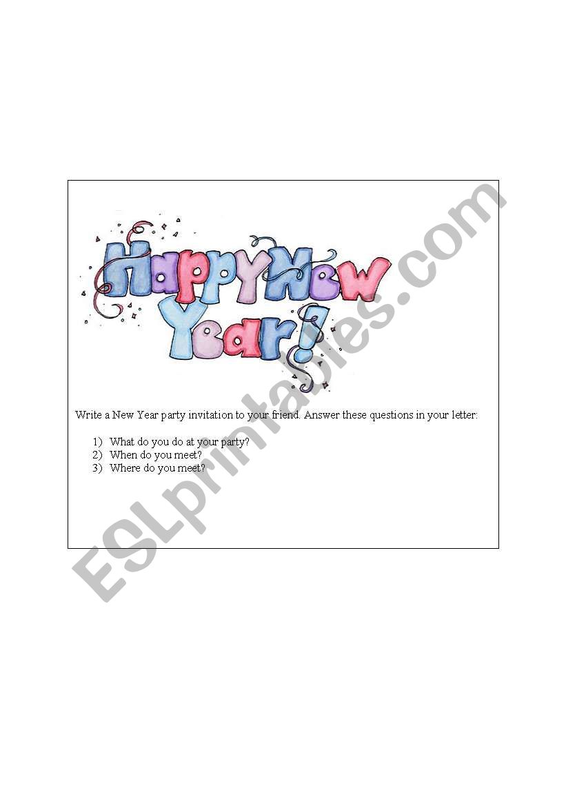 NEW YEAR SAMPLE CARD worksheet