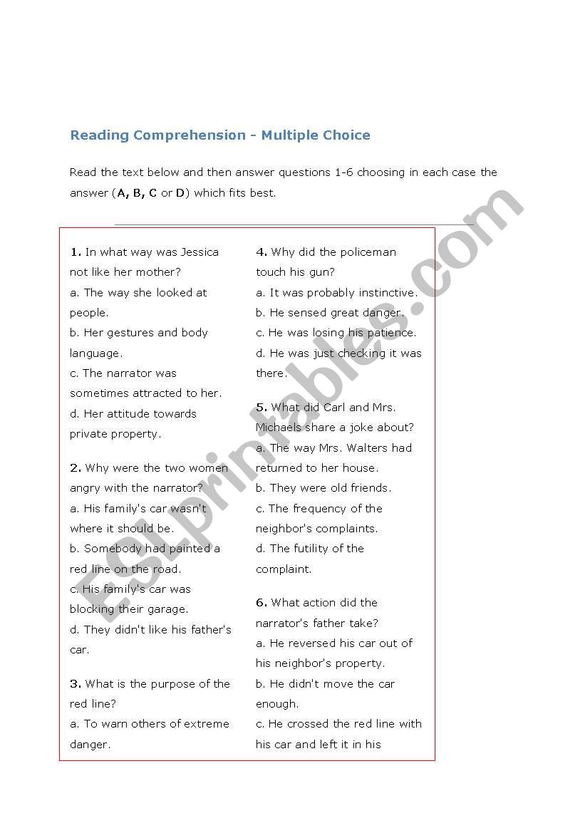 advanced reading exercise worksheet