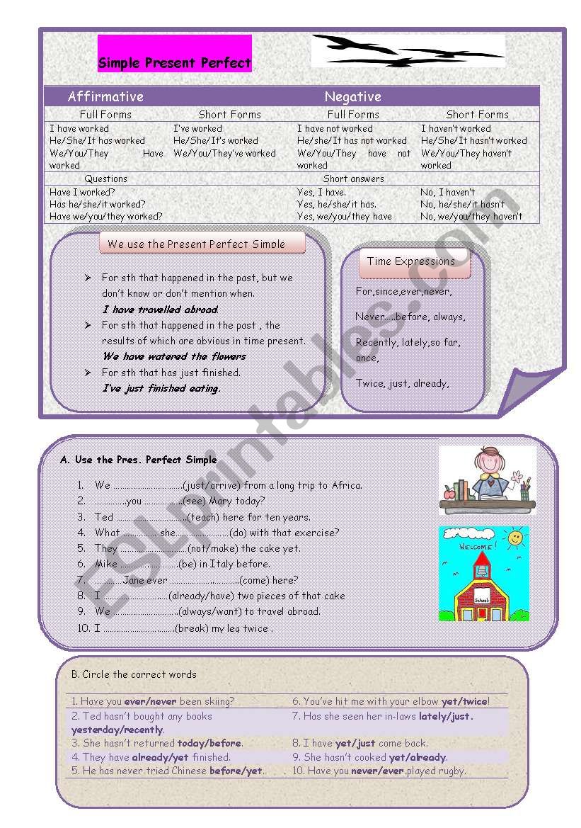 Present Perfect and Present Perfect Vs Past simple